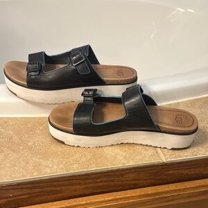 UGG Black Leather Women's Sandals